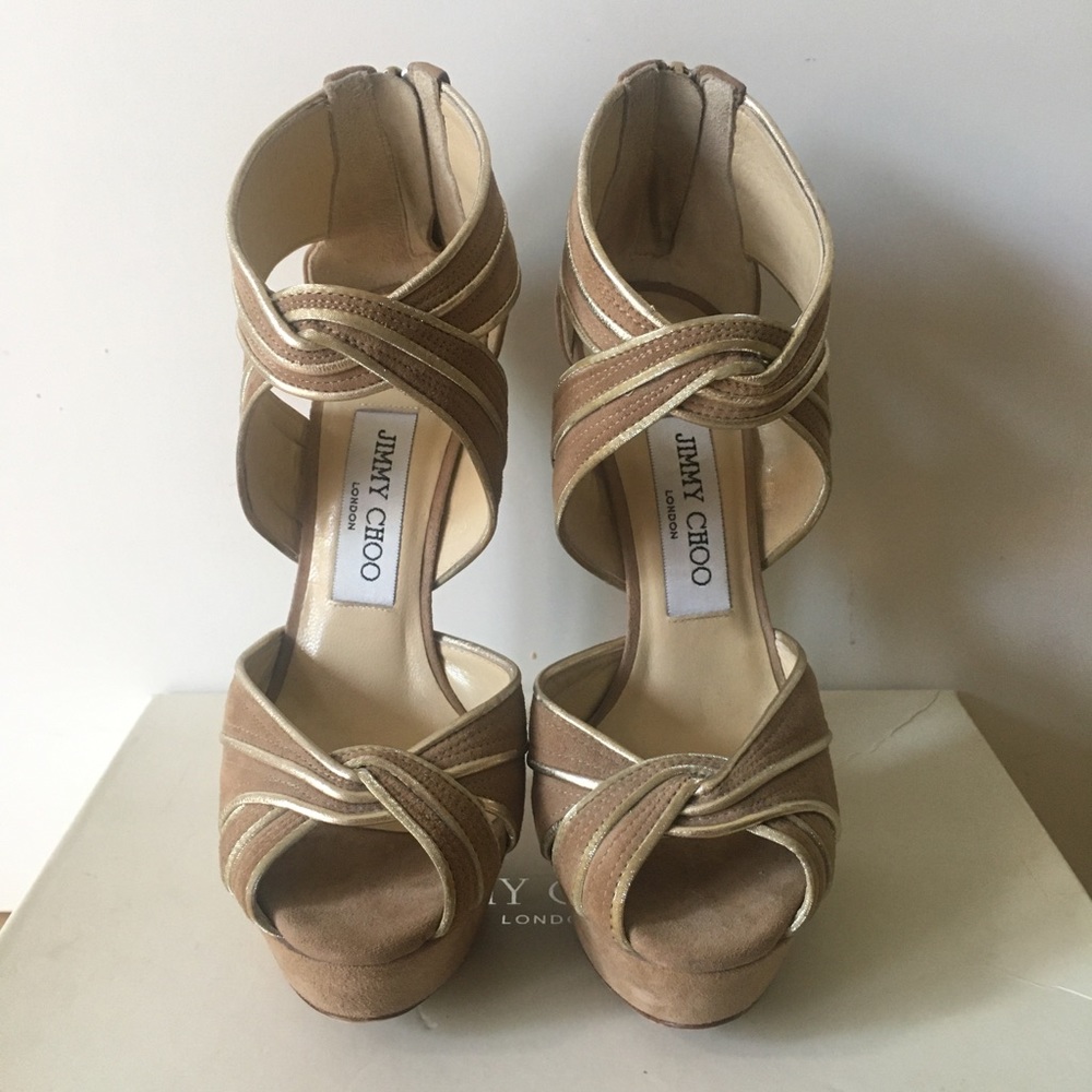 NWT Jimmy Choo Koko Metallic Suede Platform Sandal - Picture 4 of 7